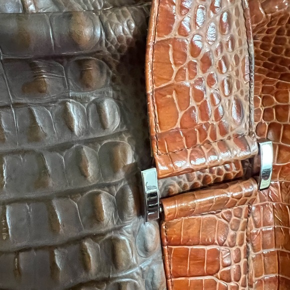BRAZILIAN ORANGE CROC EMBOSSED LEATHER SATCHEL BAG - Picture 11 of 14